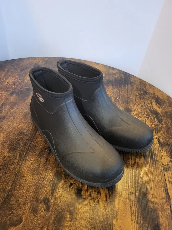 TENGTA Men’s Black Neoprene Waterproof  Pull On Rubber Boots Size 11 Garden Rain