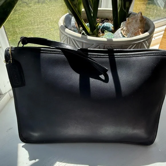 Coach Vintage 90’s Navy Leather Bag Legal Brief Document Case XL Clutch