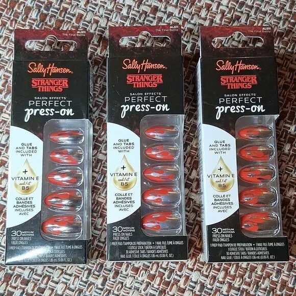 3 Packs Sally Hansen Stranger Things Salon Effects Perfect Press On Nails New