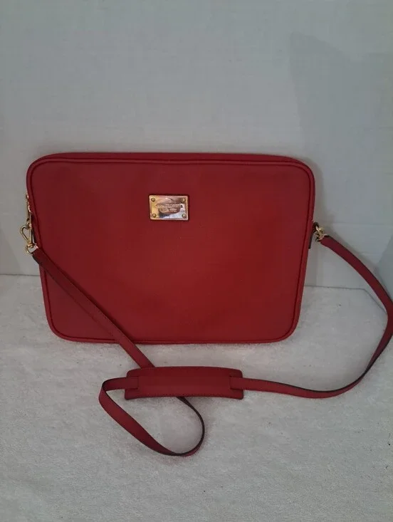 Michael Kors Red Leather Crossbody Laptop Bag - With Dustbag