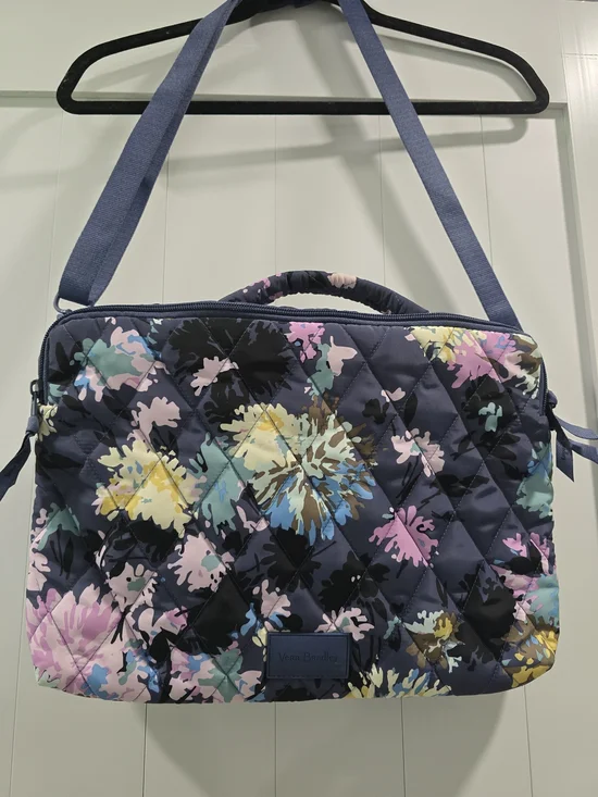 Vera Bradley Navy Quilted Floral Laptop Crossbody