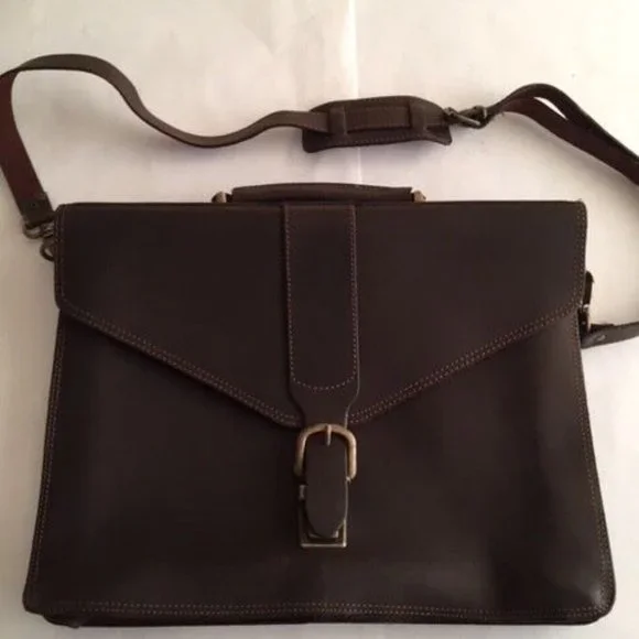 Dark Brown Genuine Italian Leather Handmade Briefcase/ Laptop bag made i…