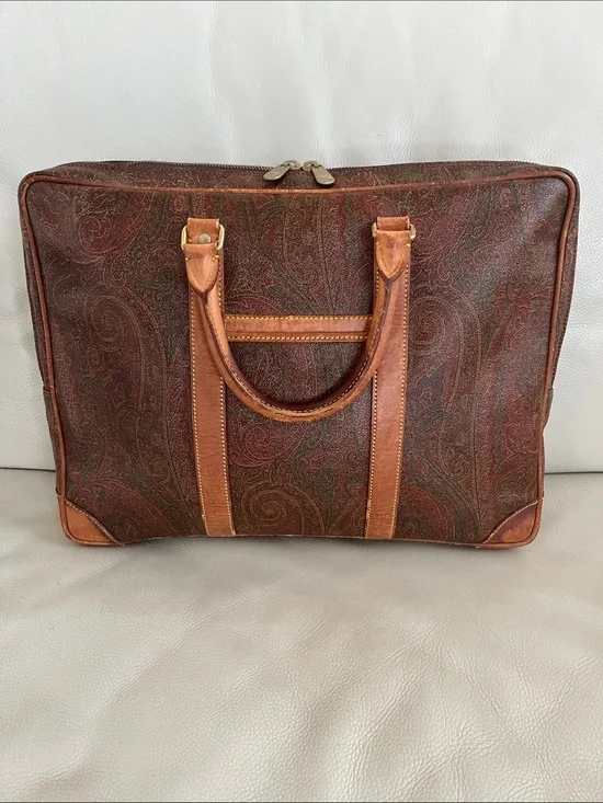 Etro Leather-Trim Paisley Zip-top Briefcase/Laptop Bag Unisex