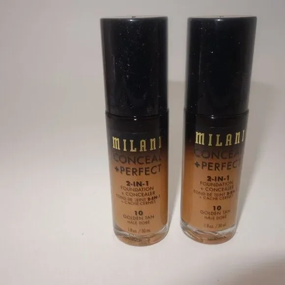 NEW Set of 2 Milani Conceal Perfect 2 in 1 Foundation Concealer #10 Golden Tan