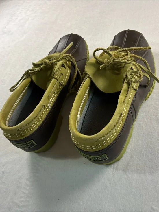 L.L. Bean Olive and Brown Waterproof Lace-Up Duck Shoes