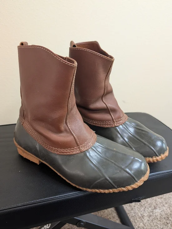 Eddie‎ Bauer Duck Boots Mens Size 12 Brown Leather Rubber Toe Pull On Waterproof