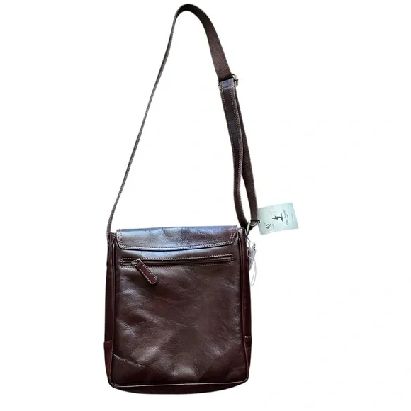 Old Angler Firenze Leather Satchel Bag For IPad Brown NWT
