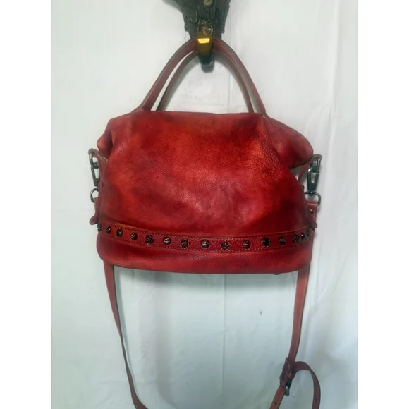 Real leather handbag Glamorous by GLAM Santa Croce RED