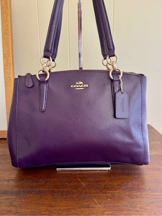 Coach Christie Carryall Satchel – Purple Crossgrain Leather