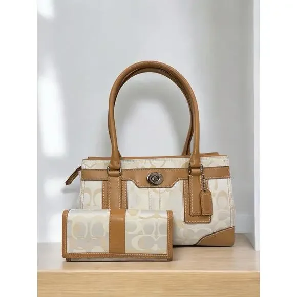 Y2K Coach 11818 Madeline Optic Signature Satchel & Fold Over Wallet