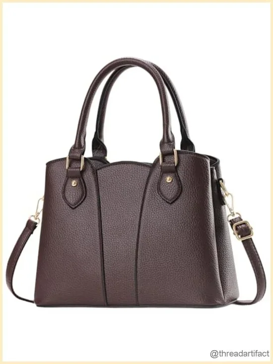 Vegan Leather Crossbody Purse Tote Handbag with Zipper Satchel