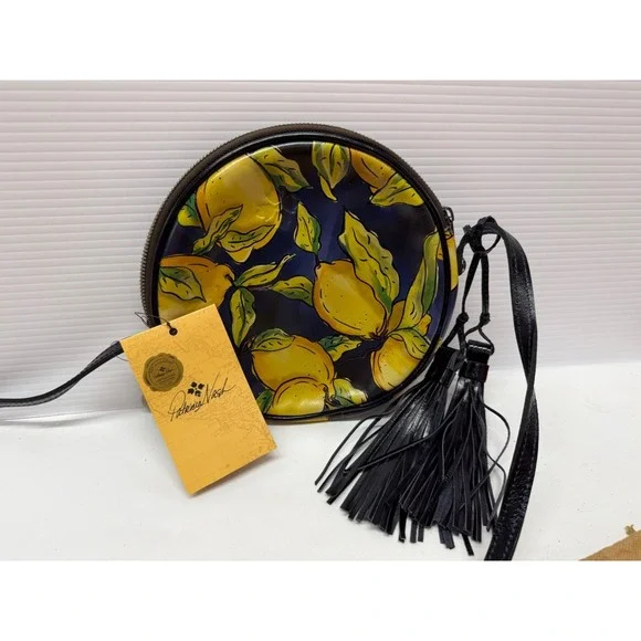 PATRICIA‎ NASH Small Purse SCAFATI Canteen-Shaped tasseled Crossbody Bag LIMON