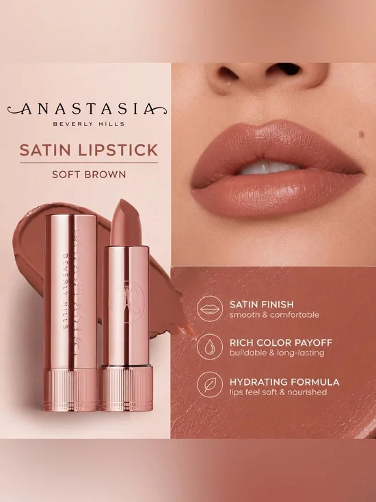 ✨ Anastasia Beverly Hills • Satin Lipstick • Soft Brown • Brand New in Box ✨
