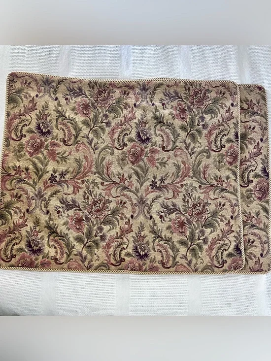 Woven Jacquard Tapestry Two King Pillow Shams 32”X26” Corded Edge Trim