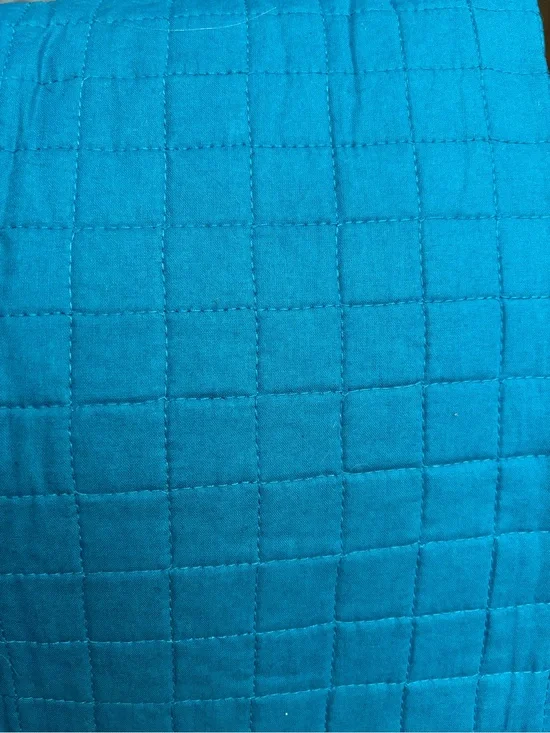 2 large Quilted Solid Teal Blue pillow shams (26.5x26.5)