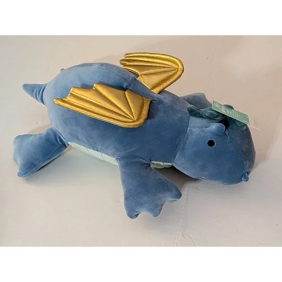 Pillowfort Weighted Plush Dragon Throw Pillow Soft Stuffed Animal for Kids Blue