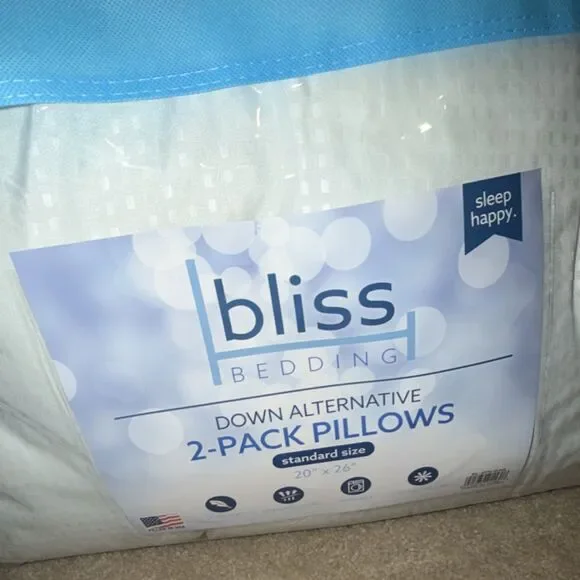 Bliss Bedding Down Alternative 2-Pack Bed Pillows Textured 20