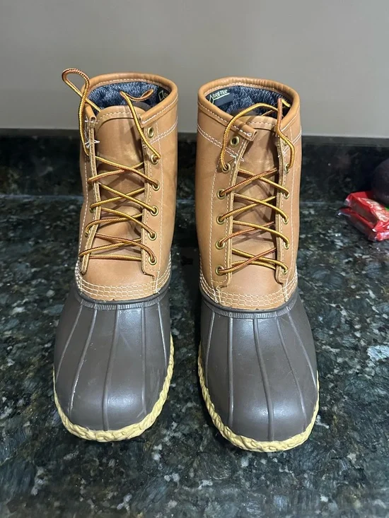L.L. Bean Men's Tan Leather & Brown Rubber Duck Boots