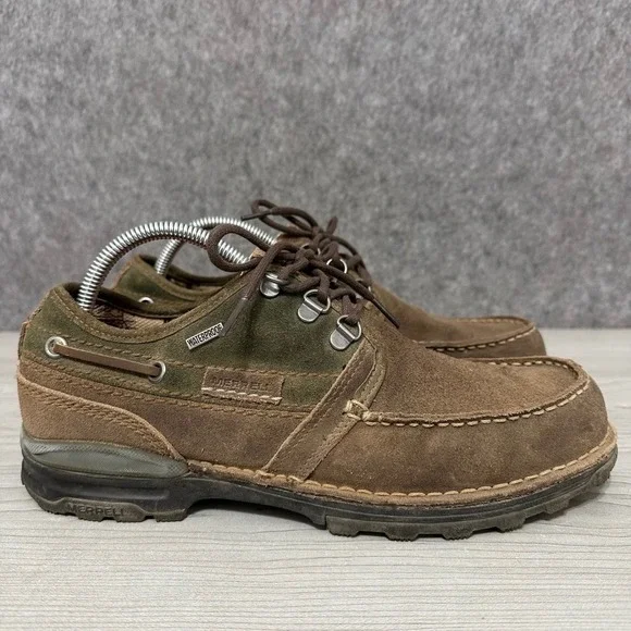 Merrell Palvai Waterproof Mens Sz 9 Bison Brown Suede Leather Oxfords Shoes