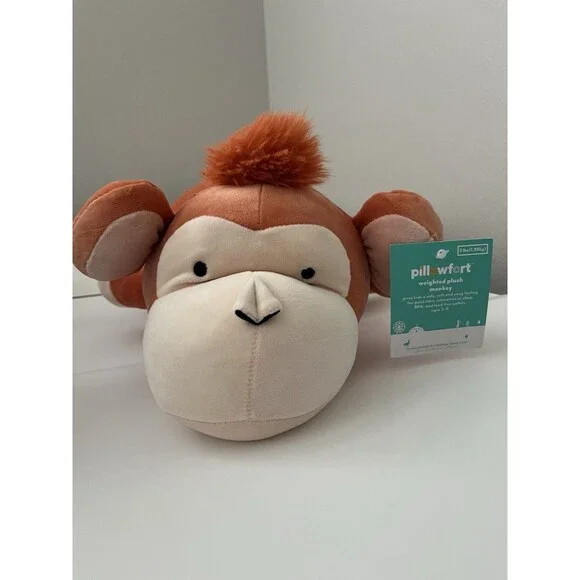 Pillowfort Monkey Weighted Plush Kids Throw Pillow Soft Stuffed Animal Orange