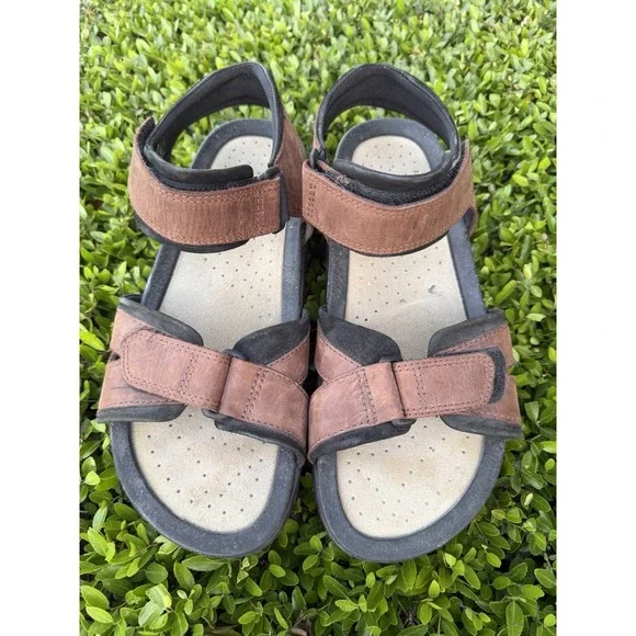 ECCO Cork Sport Strap Sandals Brown Nubuck Leather Mens EU 45 / US 11.5-12‎