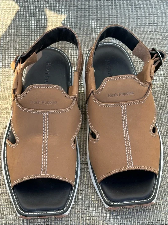Hush Puppies Men’s Brown Leather Open-Toe Sandals