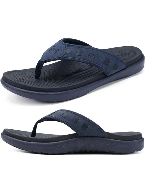 Men's Black Blue Sport Flip Flops Comfort Orthotic Thong Sandals Arch Support