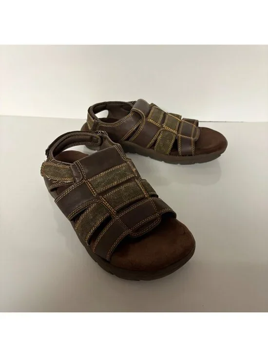 Skechers Relaxed Fit Mens Sandals Size 12 Brown Memory Foam Adjustable Straps