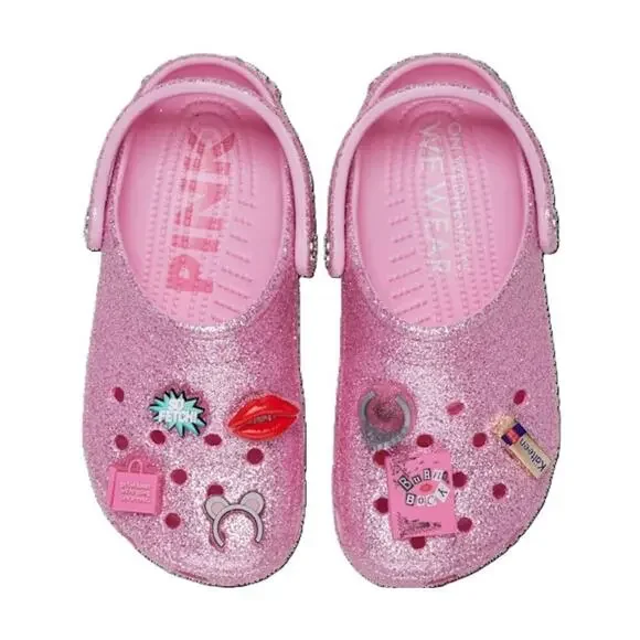 New Crocs Mean Girls Classic Clogs Sandals  Pink Glitter  Men's 12  Women's 14