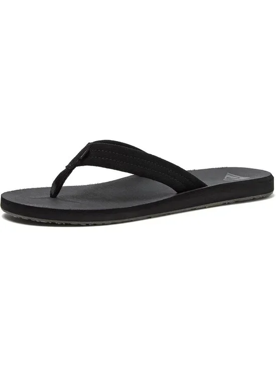 Men's Dark Black Suede Flip Flops Arch Support Athletic Sandals Thong Casual