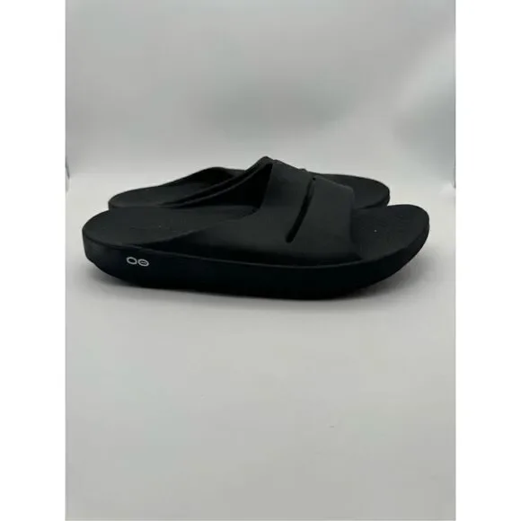 Oofos Ooahh Luxe Unisex Black Slide Sandals size M12-W14‎