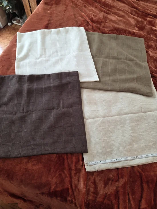 Neutral Plaid Cotton-Look Fabric Squares - Cream, Taupe, Brown, Ivory