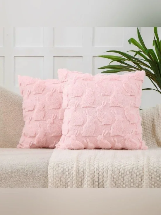 VAKADO Throw Pillow Covers 16x16 Set of 2 Pink Bunny Rabbit Decoration Spring