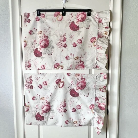 Waverly Norfolk Rose Standard Ruffle Pillowcases Set of 2 Vintage Cottagecore