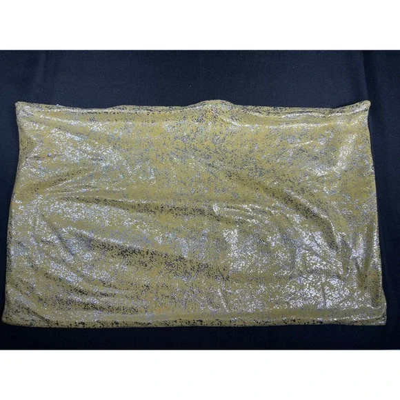 Metallic Silver Crackle Mustard Yellow Pillow Sham Cover‎ Zipper Closure 12x19.5