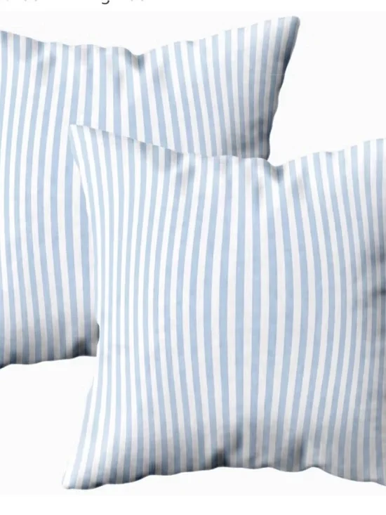Light Blue and White Striped Throw Pillow Case (pillow not included) set of 2.