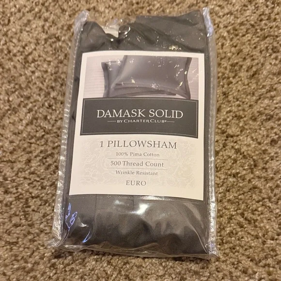 Charter Club Damask Solid Euro Pillowsham in Gray