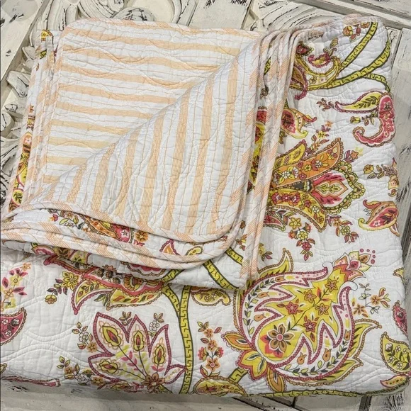 Artisan De Luxe queen size body pillow 88’X 92’ Pink/Yellow Pastels Floral Boho