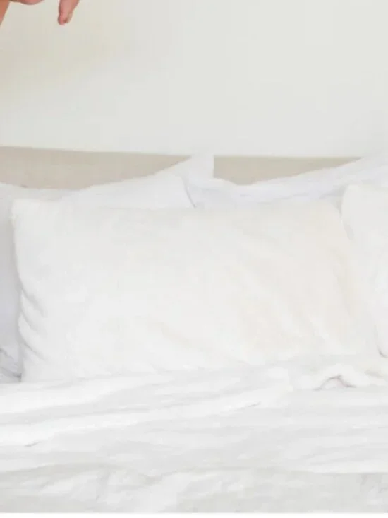 Saranoni Faux Fur Pillowcases Cream Set Of 2 NEW