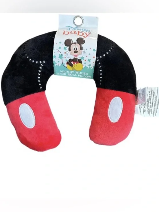 Disney Baby Toddler Kid Mickey Mouse Neck Roll Travel Pillow, 9” Plush Soft New