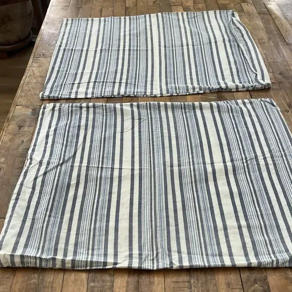 Tresors de Provence Blue Striped Linen Blend Pillow Shams 21