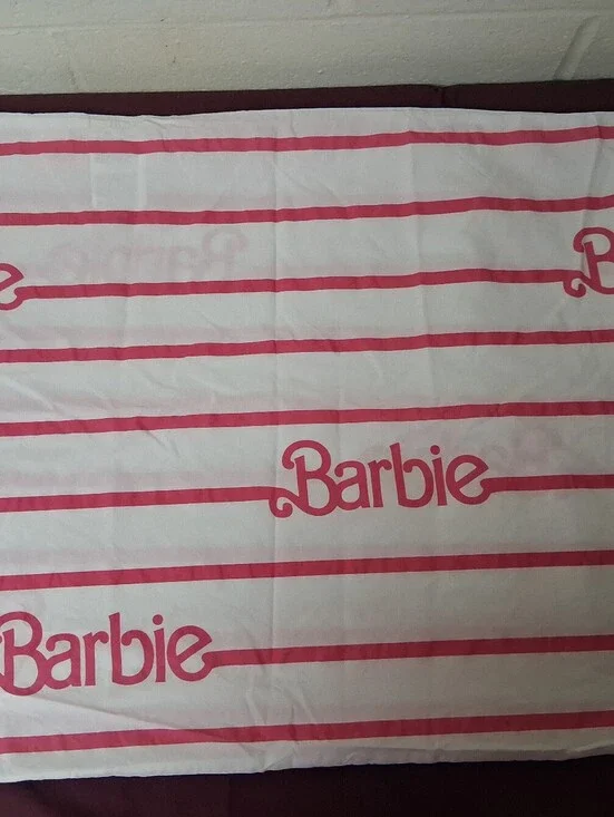 2pc Set Of Barbie Pink And White Striped Standard Size  Pillowcases.