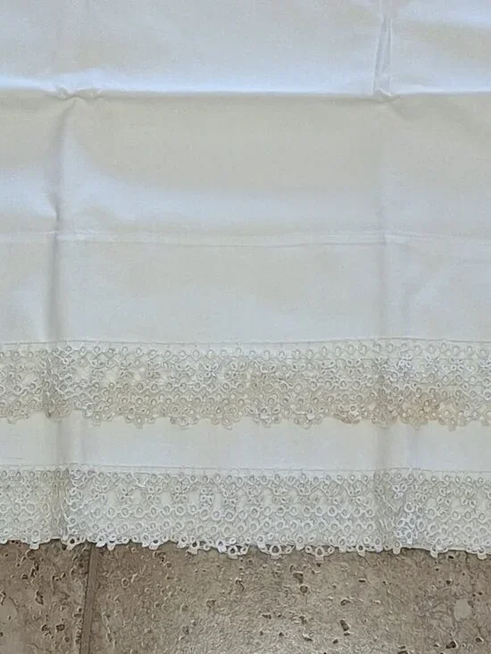 Vintage 2 Pillowcases with White Circles Edging
