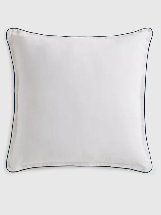 European Linen Piped Euro Sham navy white