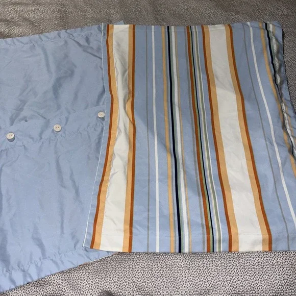 2 Nautica Stripe Regular Pillow Cases Nautical Beach Button Back Tan Blue