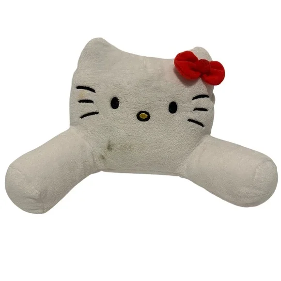 Hello Kitty Doll Backrest Pillow Kids White Fair Stained Plush Lounge Bow