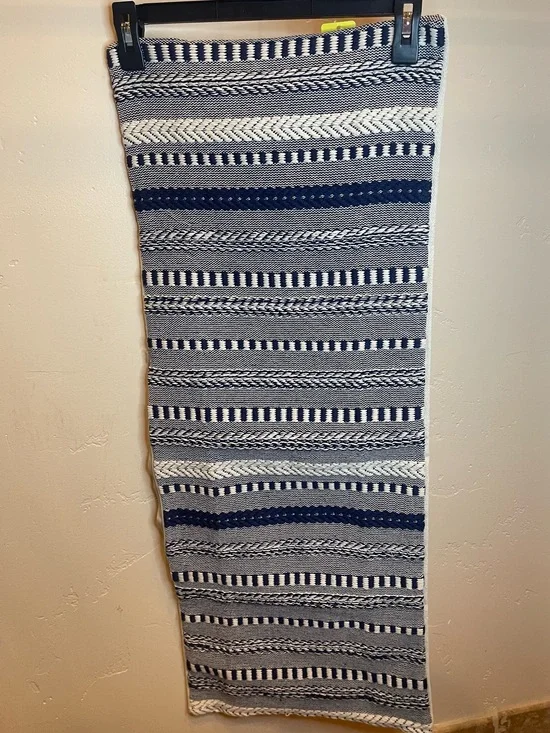 New 14x36 pillow cover navy blue and white boho