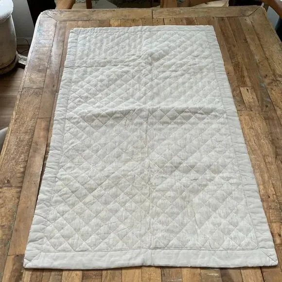 Unbranded White Linen Quilted Single Pillow Sham 38