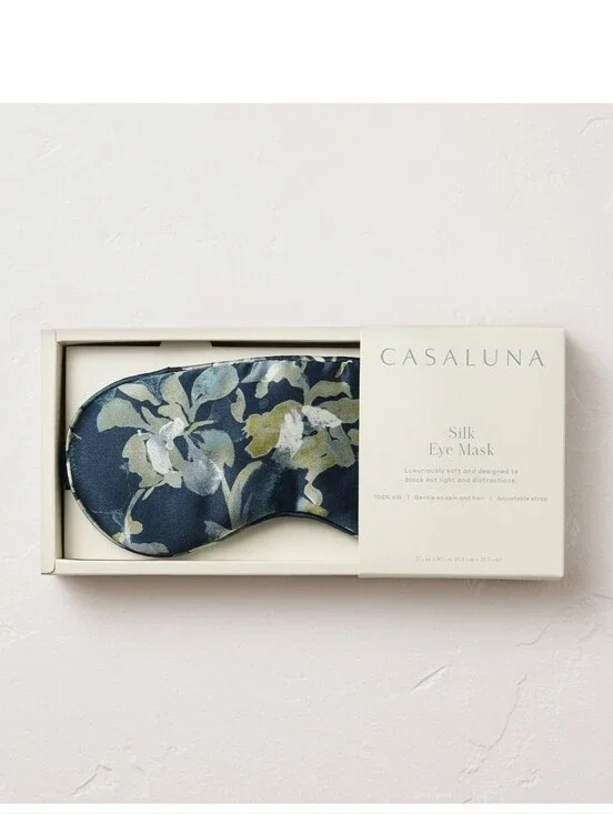 New!Casaluna Floral 100% Silk EyeMask Adjustable Strap Y2K Cottagecore Luxury