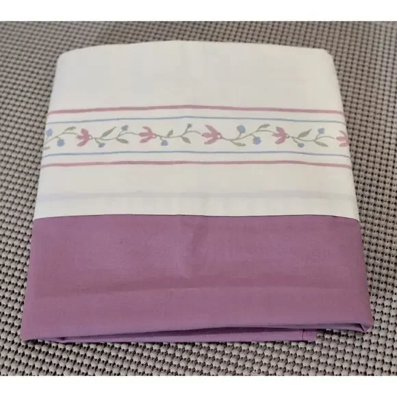 Laura Ashley Pillowcase Standard 200TC Floral Border Made in USA